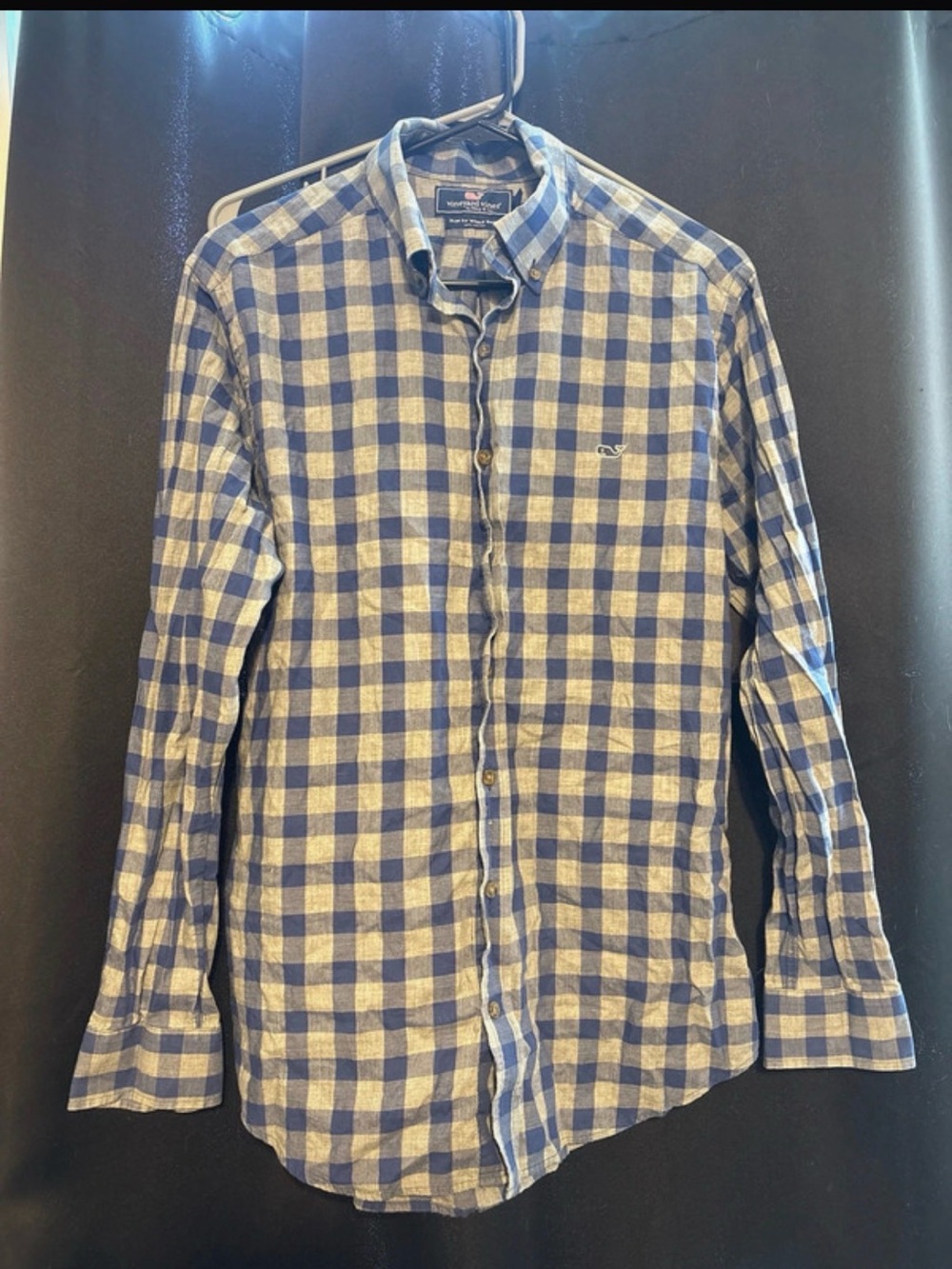 Vineyard Vines Slim Fit Blue & Grey Gingham Button-Down Shirt